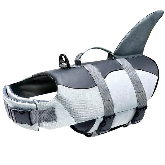 Shark Shaped Dog Life Jacket Enhanced Buoyancy Small Dogs Swimming Clothes Safety Vest with Handle for Medium Large Dogs Surfing