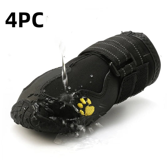 Waterproof Dog Boots Warm Snow 4Pcs/Set Pet Dog Shoes Reflective Rain Pets Booties Anti-Slip Socks Footwear for Medium Large Dog