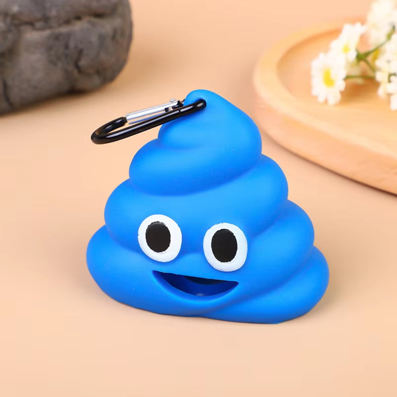 Creative Poop Shaped Pet Poop Waste Bag Dispenser Portable Pet Bin Bag Holder with Clip Pet Dog Leash Outdoor Walking and Travel