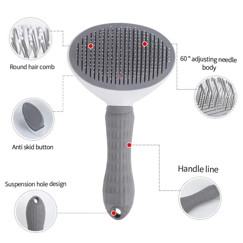 1Pcs Pet Hair Removal Brush Dog Hair Comb Stainless Steel Automatic Hair Fading Cat Comb Pet Cleaning Grooming Supplies