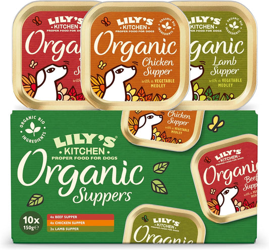 Lily’S Kitchen Made with Natural Ingredients Adult Wet Dog Food Trays Organic Variety Pack 10X150G