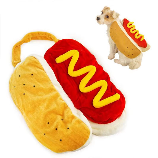 Christmas Hot Dog Burger Dog Costumes Warm Halloween Carnival Party Festival Dog Velvet Clothes Teddy Dog Clothes