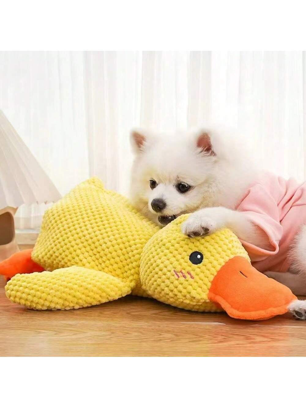 Plush Dog Toy, Durable and Bite-Resistant, with Sound to Keep Dogs Entertained and Relieve Boredom, Duck Shaped Toy for Comforting and Sleeping, Suitable for All Breeds, Quacks like Real Duck LATEST