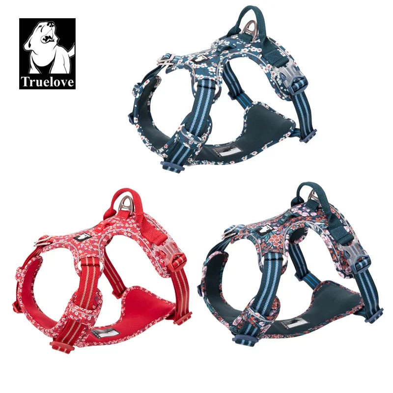 Pet Harness Floral No Pull Cotton Fabric Breathable and Reflective Soft Cats Dogs Small Medium Walking Running TLH5655