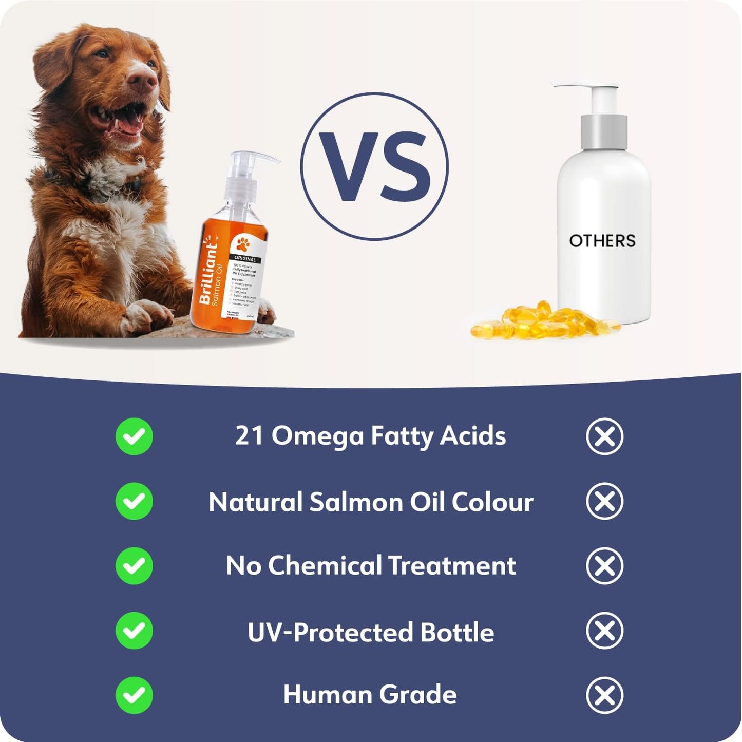 Brilliant Salmon Oil for Dogs, Cats, Puppy, Horse, Ferret & Pets - Pure Omega 3, 6 & 9 Fish Oil Food Supplement | Treats Itchy Skin, Joint Care, Heart Health & Natural Coat  (2X300Ml)