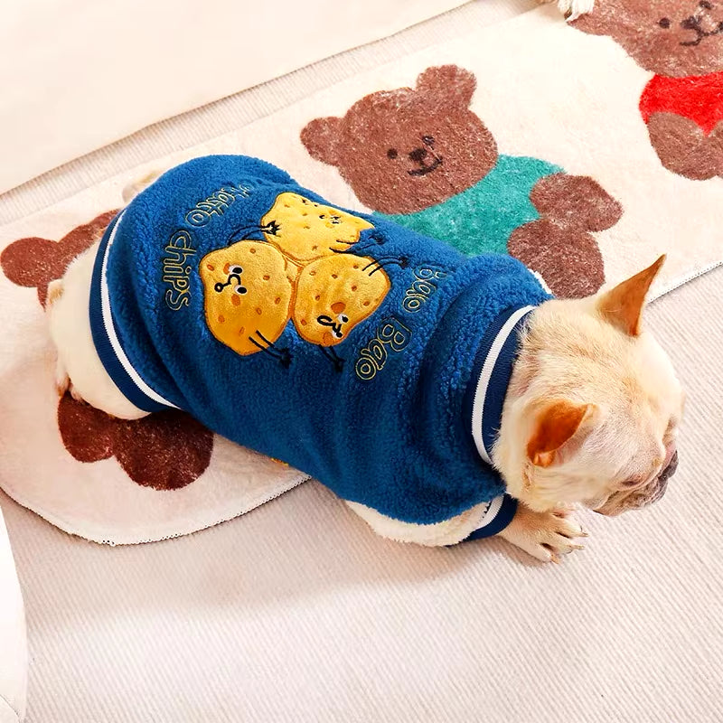 Designer Korean Pet Dog Winter Warm Baseball Jacket Coat Sweater Hoodie for Small Medium Dogs French Bulldog Schnauzer Pug XBC53