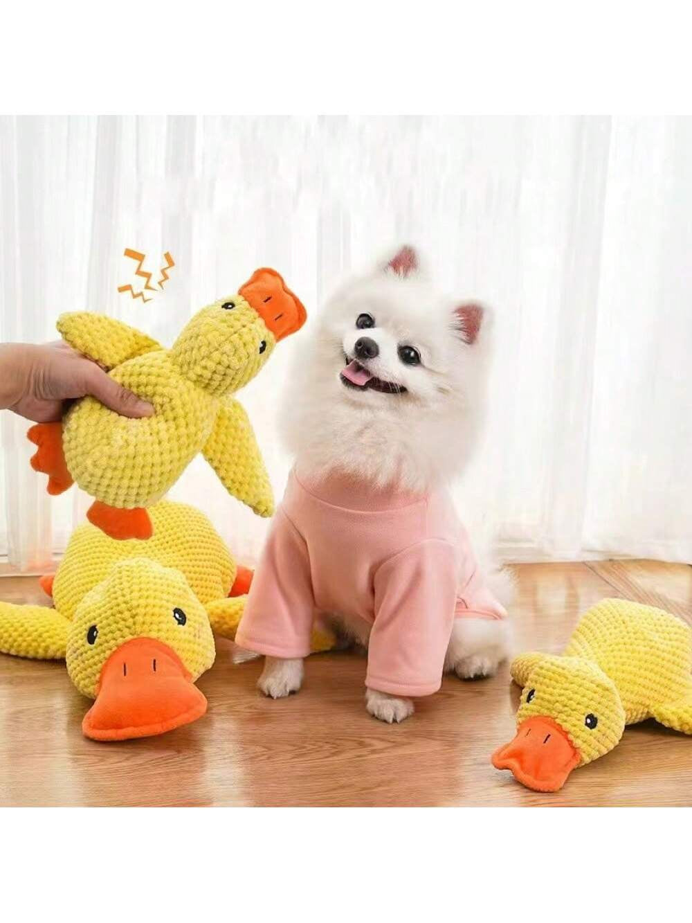 Plush Dog Toy, Durable and Bite-Resistant, with Sound to Keep Dogs Entertained and Relieve Boredom, Duck Shaped Toy for Comforting and Sleeping, Suitable for All Breeds, Quacks like Real Duck LATEST