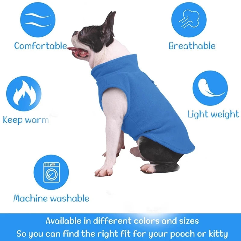 Winter Warm Fleece Dogs Clothes Soft Pet Jacket Vest with D-Ring for Small Puppy Cats Coat Chihuahua French Bulldog Pug Costume