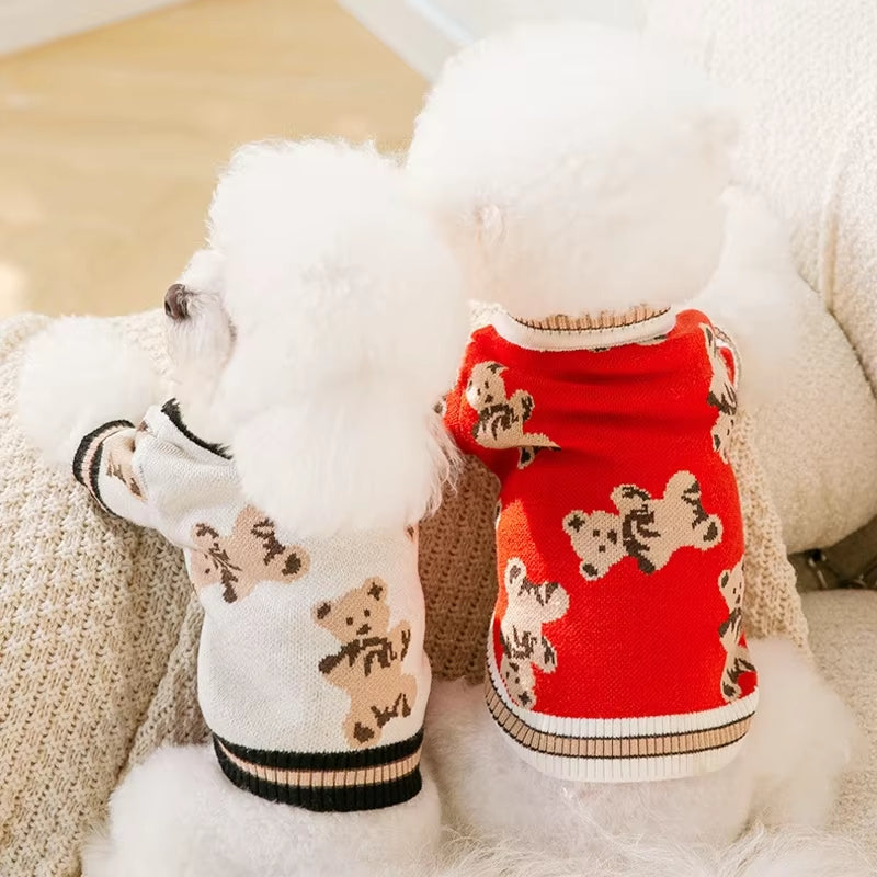 Luxury Cardigan Dog Sweaters Winter Warm Dog Clothes Chihuahua French Bulldog Clothing Pet Coat Jacket Pet Items Knitted Sweater