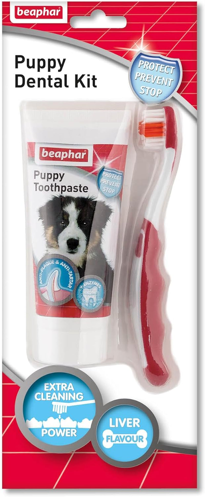 | Toothbrush & Toothpaste Dental Care Kit Puppies | Includes a Small-Headed Toothbrush and Liver-Flavoured Enzymatic Toothpaste, 50G Tube