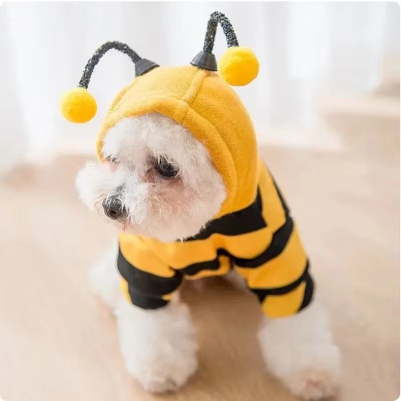 Pet Halloween Costume Honey Bee Role Play Hoodie with Buckle or Not Dogs Cats Party Cosplay Funny Outfit Clothes Dog Hoodies