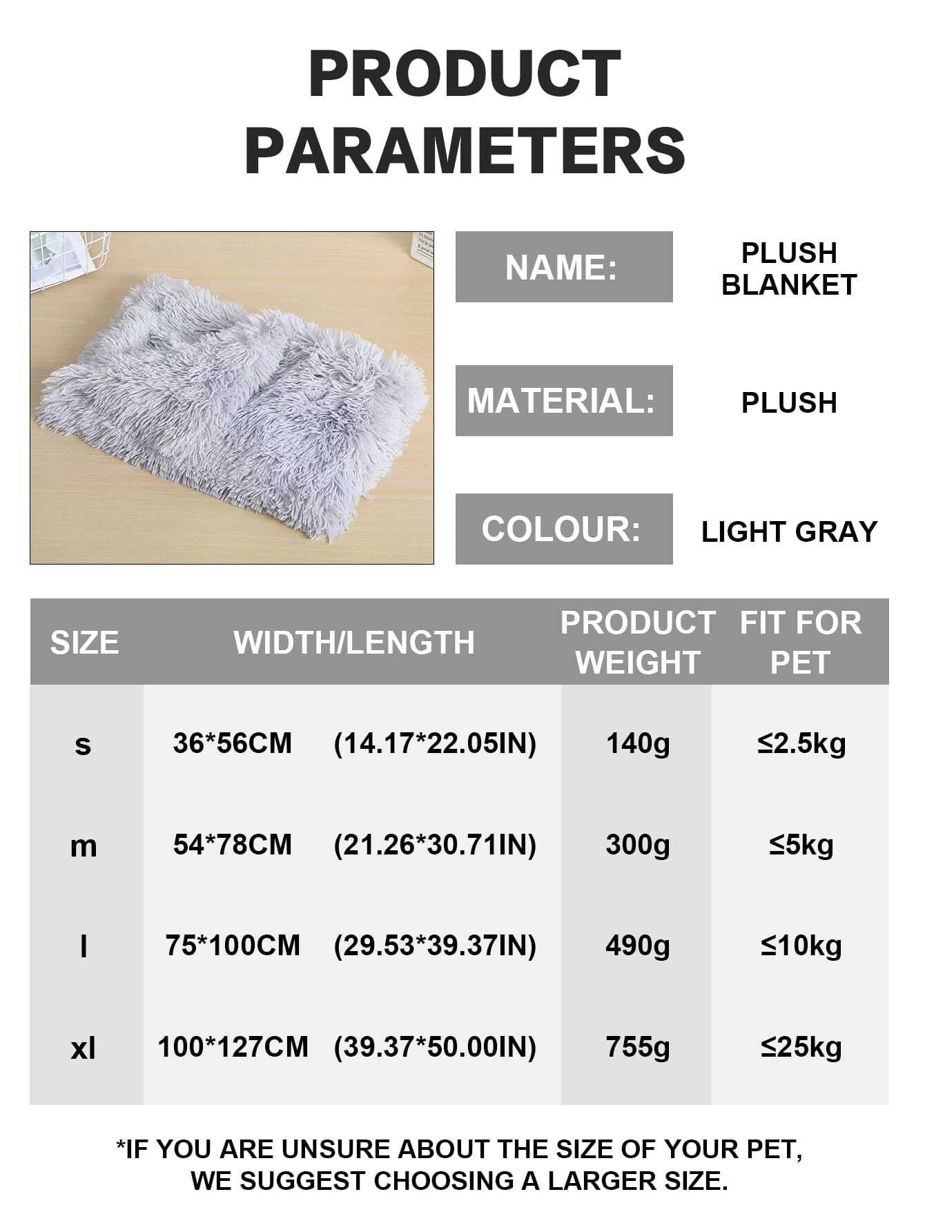 1Pc Light Grey Plush Pet Blanket, Four Seasons Warmth, Thickness 1.5Cm, Suitable for Large, Medium and Small Cats and Dogs