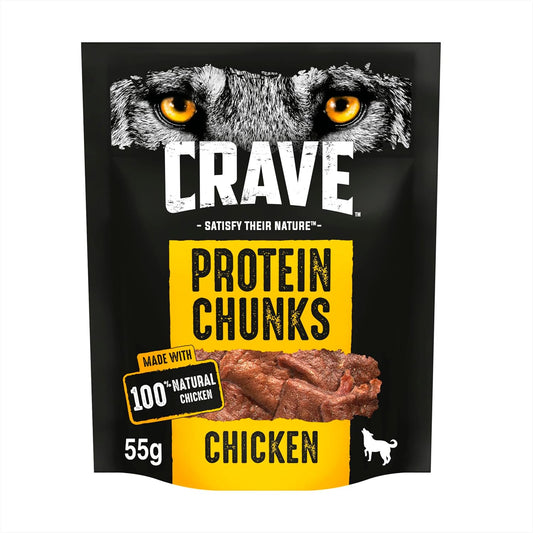 Protein Chunks 6 X 55 G Snacks, Dog Treats Chicken with High Protein, Grain-Free