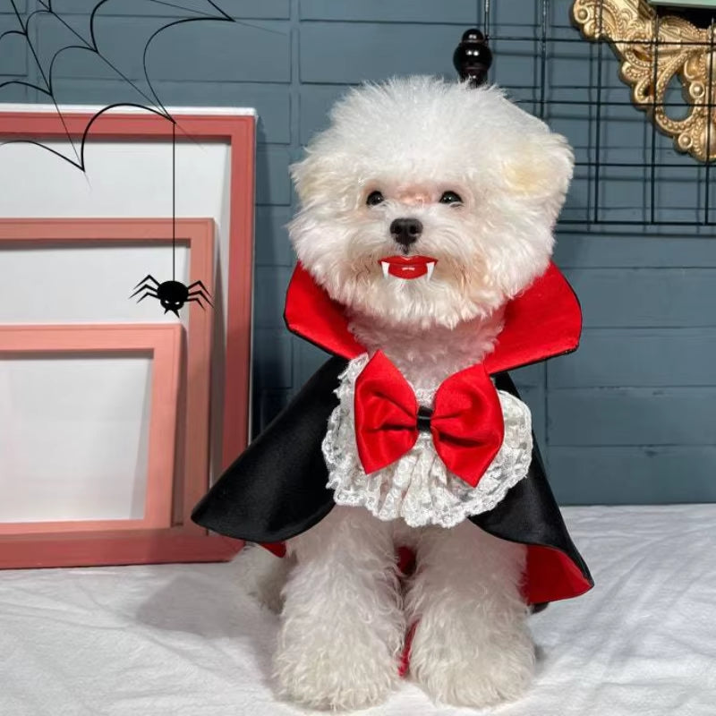 Dogs Halloween Vampire Cape Prince Puppy Pet Cosplay Clothes for Small Medium Dogs Christmas Dress up Festival Outfits