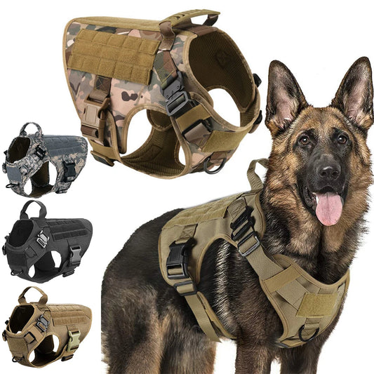 Military Large Dog Harness Pet German Shepherd K9 Malinois Training Vest Tactical Dog Harness and Leash Set for Dogs Accessories