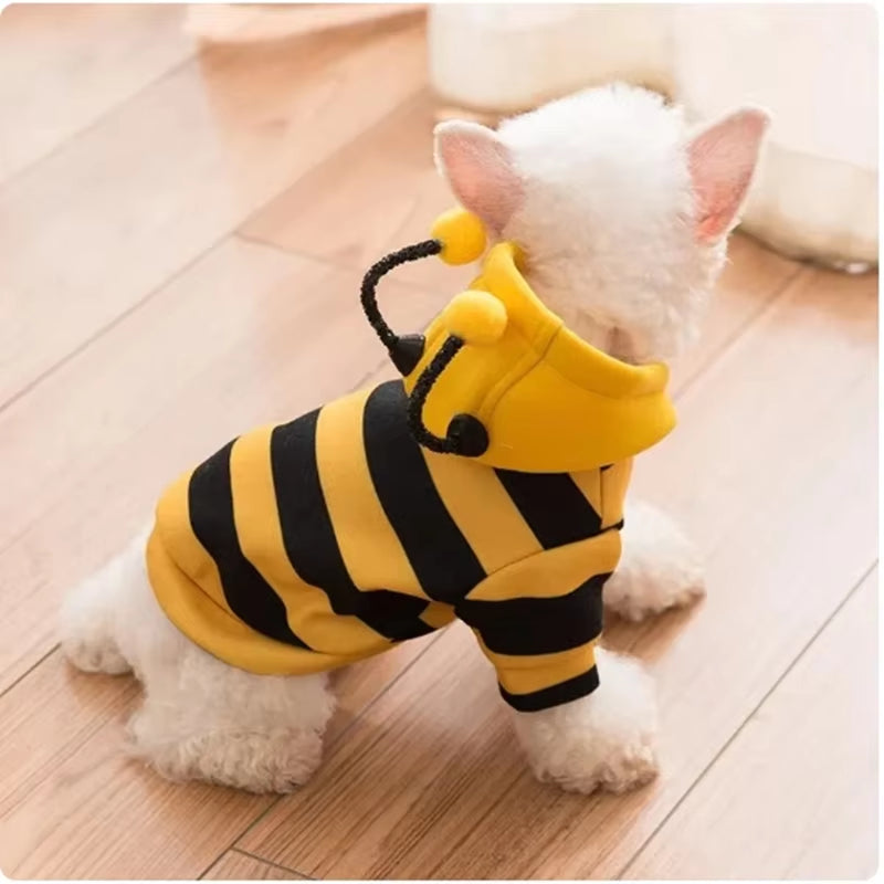 Pet Halloween Costume Honey Bee Role Play Hoodie with Buckle or Not Dogs Cats Party Cosplay Funny Outfit Clothes Dog Hoodies