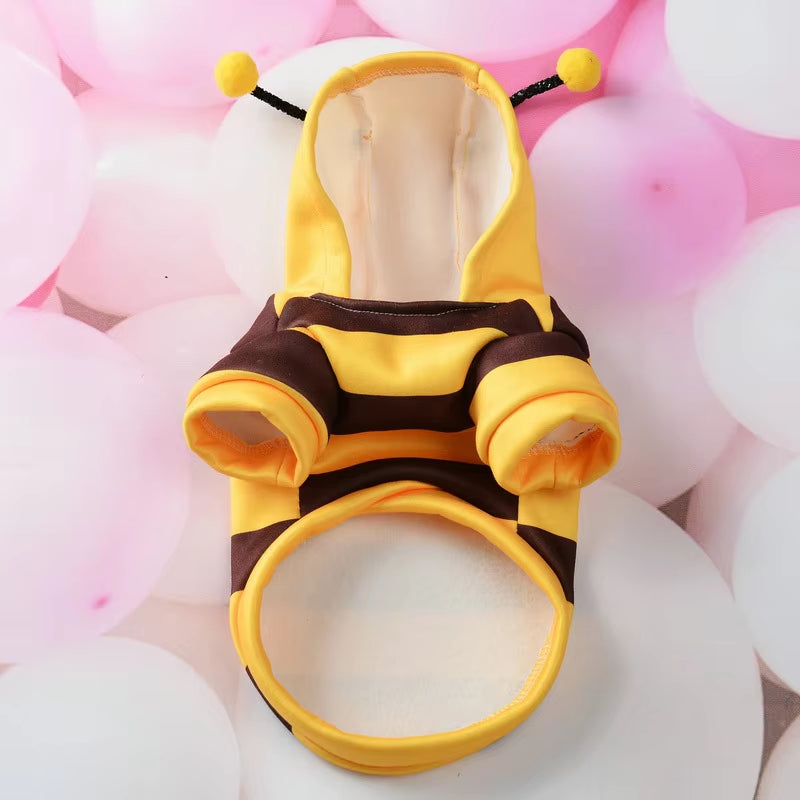 Pet Halloween Costume Honey Bee Role Play Hoodie with Buckle or Not Dogs Cats Party Cosplay Funny Outfit Clothes Dog Hoodies