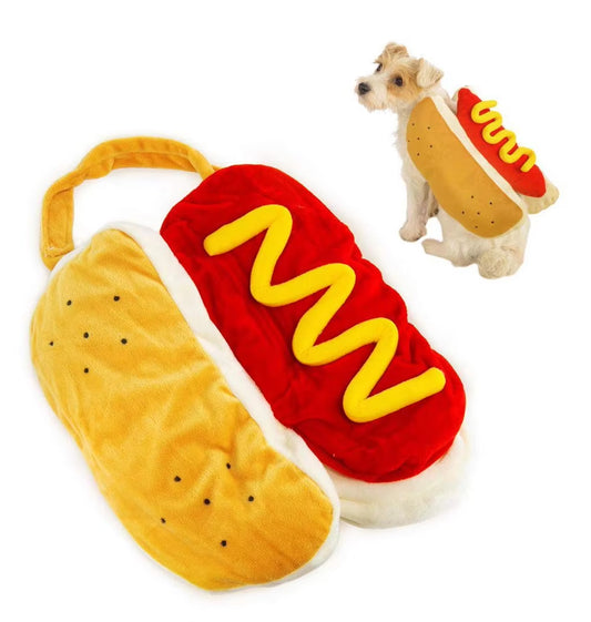 Christmas Hot Dog Burger Dog Costumes Warm Halloween Carnival Party Festival Dog Velvet Clothes Teddy Dog Clothes