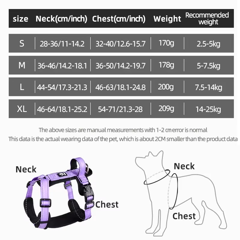 New Pet Dog Harness Reflective with Handle Easy Control Dog Vest Harness Adjustable Puppy Chest Straps for Small Medium Dogs