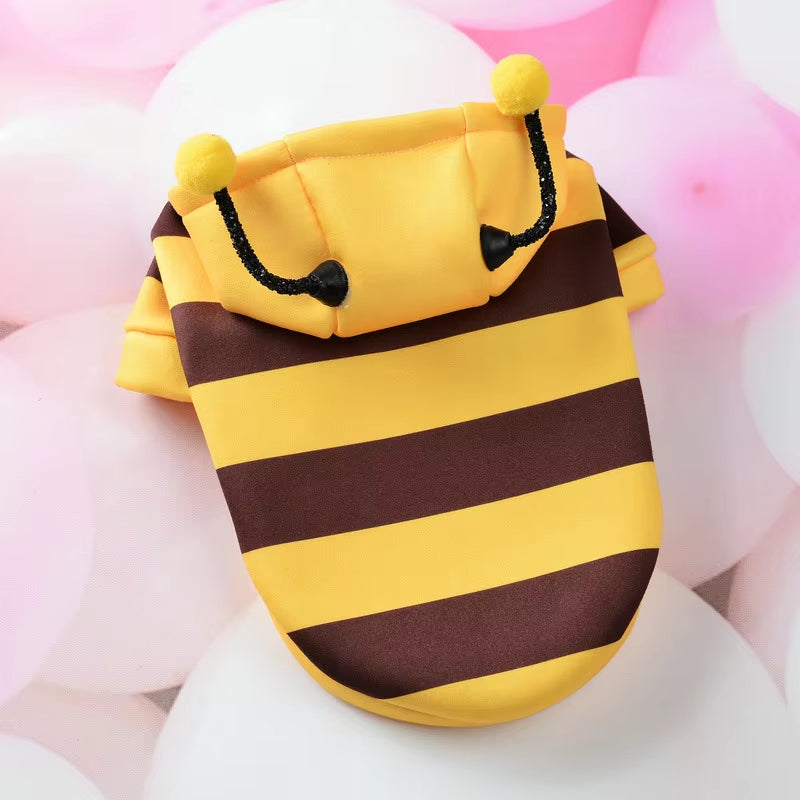 Pet Halloween Costume Honey Bee Role Play Hoodie with Buckle or Not Dogs Cats Party Cosplay Funny Outfit Clothes Dog Hoodies