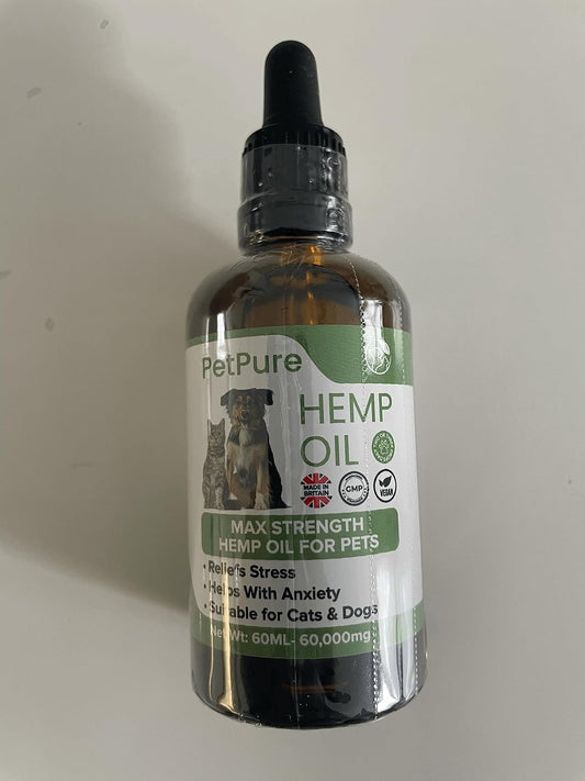 Hemp Oil for Dogs and Cats & Pets - 50,000MG 50Ml – Hemp Extract - May Help Stiff Joints & Bones, Reduce Stress and Anxiety