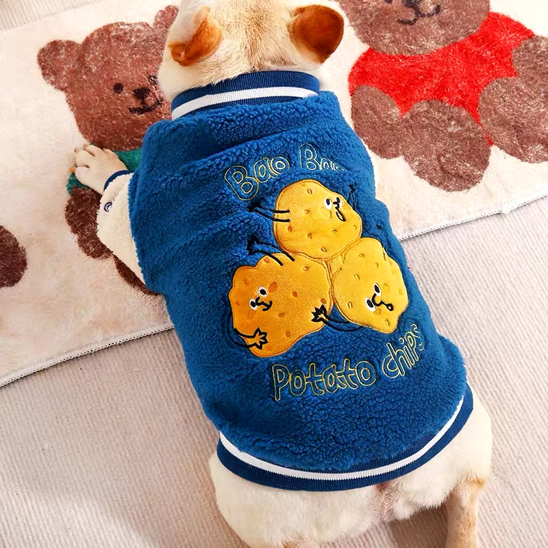 Designer Korean Pet Dog Winter Warm Baseball Jacket Coat Sweater Hoodie for Small Medium Dogs French Bulldog Schnauzer Pug XBC53