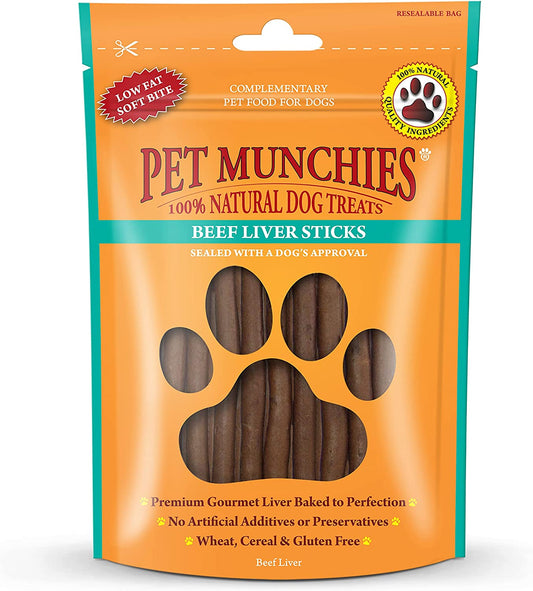 Beef Liver Sticks Dog Treats, Premium Grain Free Dog Chews with Natural Real Meat, Low in Fat and High in Protein 90G