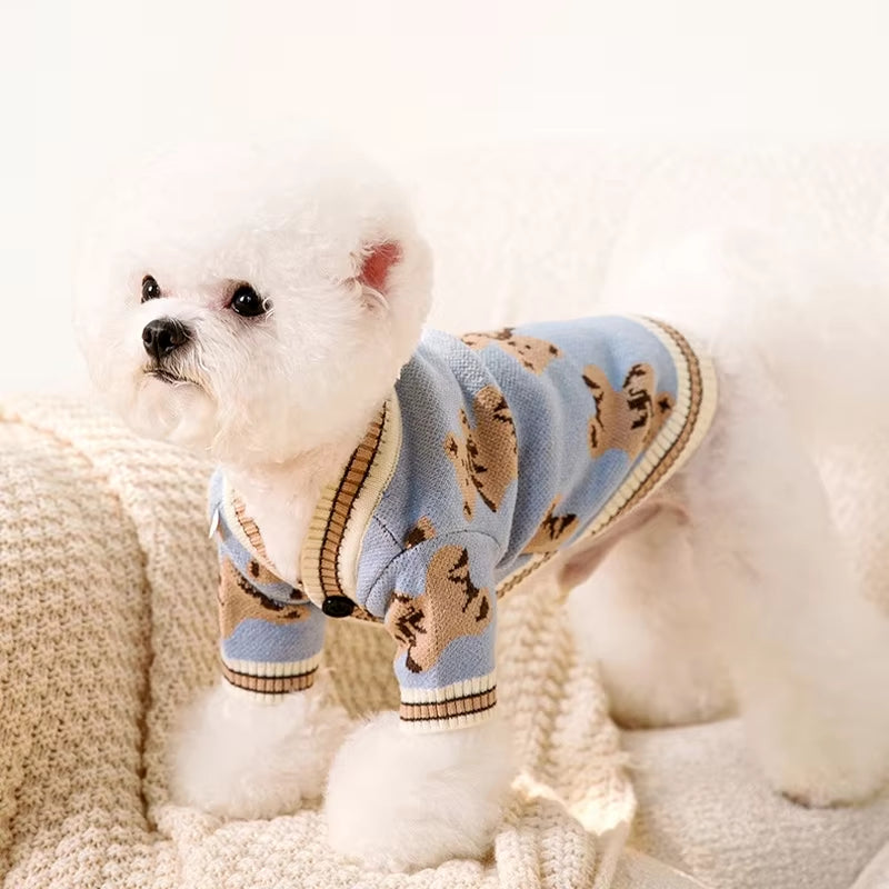 Luxury Cardigan Dog Sweaters Winter Warm Dog Clothes Chihuahua French Bulldog Clothing Pet Coat Jacket Pet Items Knitted Sweater